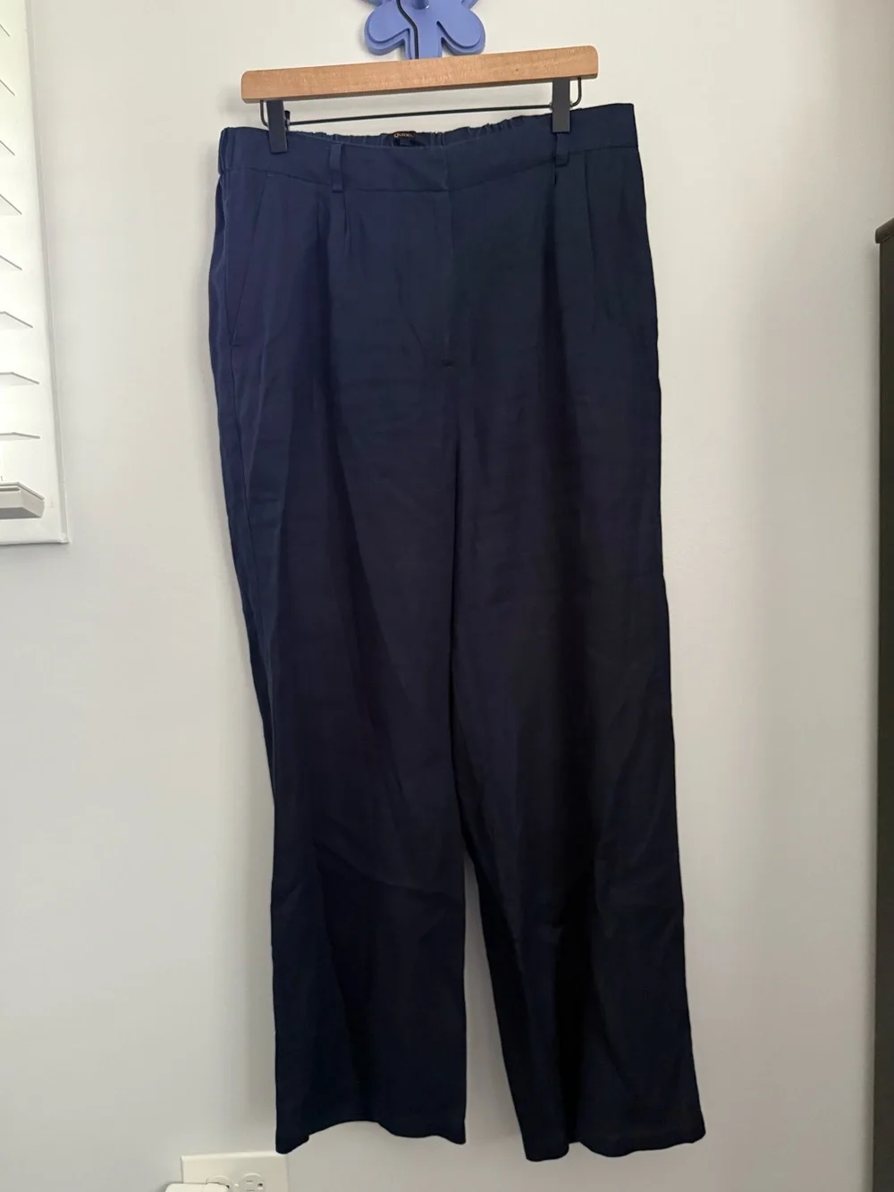 Quince 12 European Linen Pleated Trousers Deep Navy Wide Leg Coastal Beach Relax